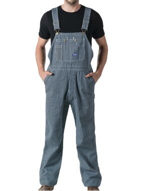 Men's Blue Hickory-Stripe Bib Overalls